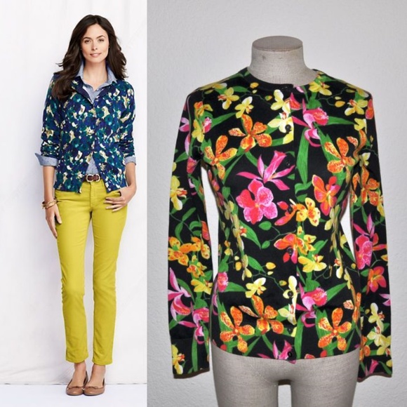 Lands' End Sweaters - New LANDS END Floral Supima Cardi Sweater NWT [C3]